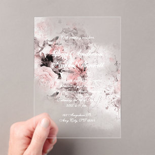 Pink Watercolor Blumenformen Akryllische Einladung