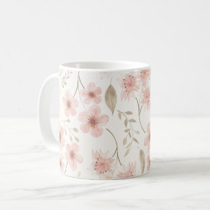 Pink Watercolor Blumenmuster Hübsche Pflanze Kaffeetasse