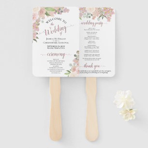 Pink Watercolor Boho Chic Floral Wedding Program Fächer