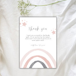 Pink Watercolor Boho Rainbow Baby Dusche Dankeskarte