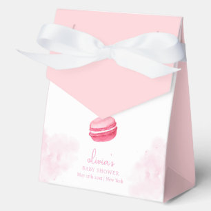 Pink Watercolor Bonjour Bébé Macaron Babydusche Geschenkschachtel