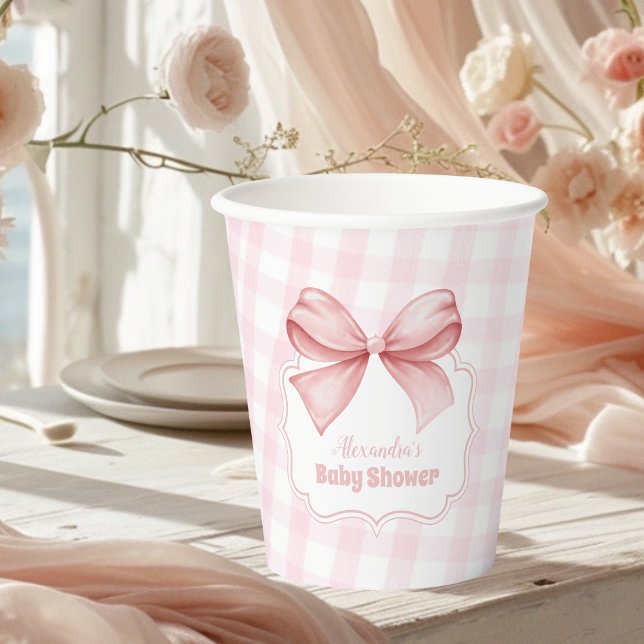 Pink Watercolor Bow Girl Babydusche Pappbecher (Von Creator hochgeladen)