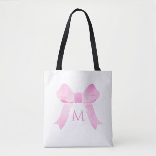 Pink Watercolor Bow Girl Monogram