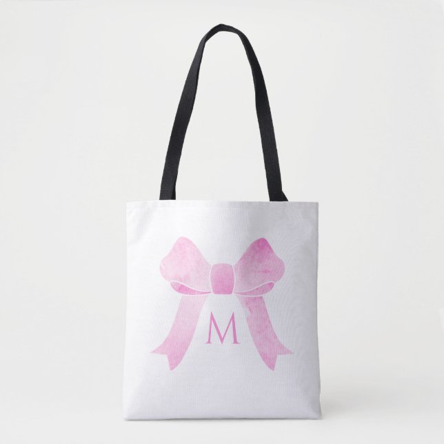 Pink Watercolor Bow Girl Monogram (Vorderseite)