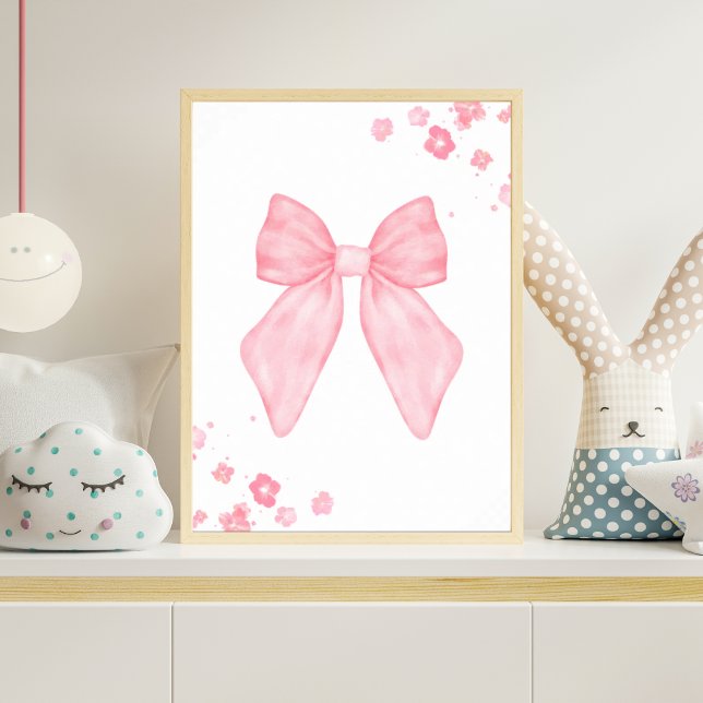 Pink Watercolor Bow Nursery Wall Art Baby Girl Poster (Von Creator hochgeladen)