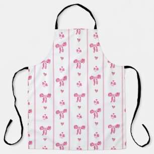 Pink Watercolor Bow Stripes Coquette Ästhetik Schürze
