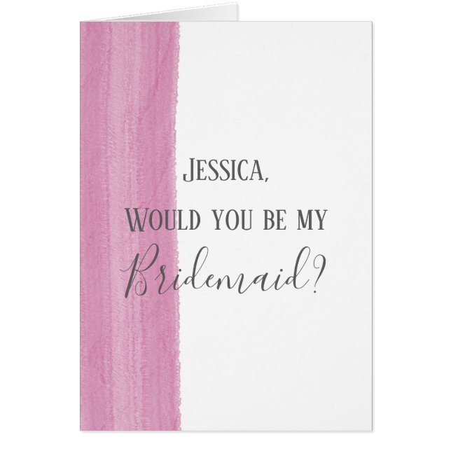 Pink Watercolor Brushstroke Bridesmaid Vorschlag (Vorne)