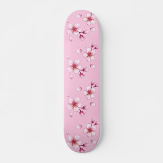 Pink Watercolor Cherry Blossom Muster Skateboard