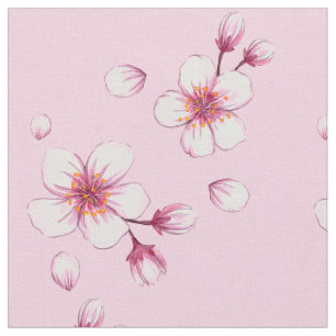 Pink Watercolor Cherry Blossom Muster Stoff