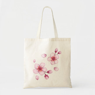 Pink Watercolor Cherry Blossom Muster Tragetasche