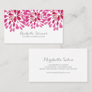 Pink Watercolor Chrysanthemen Visitenkarte