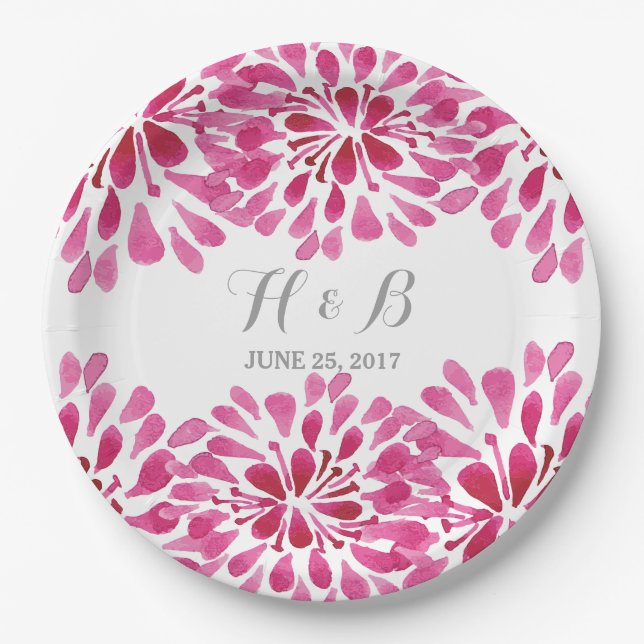 Pink Watercolor Chrysanthemum Paper Teller (Vorderseite)