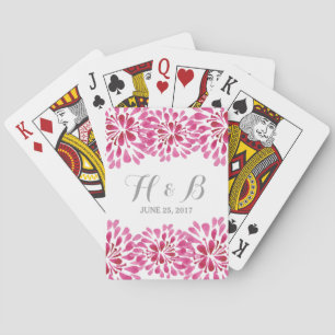 Pink Watercolor Chrysanthemum Spielkarten