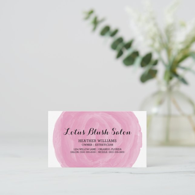 Pink Watercolor Circle Business Card Visitenkarte (Stehend Vorderseite)