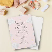 Pink Watercolor Clouds Twin Girls Babydusche
