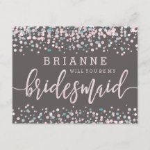 Pink Watercolor Confetti wird meine Bridesmaid sei