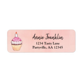 Pink Watercolor Cupcake Geburtsdatum