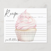 Pink Watercolor Cupcake Rezept Karte