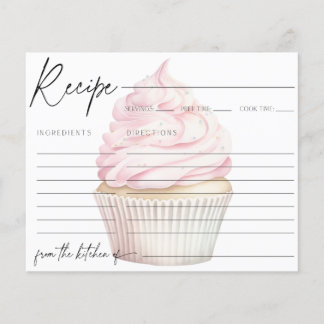 Pink Watercolor Cupcake Rezept Karte