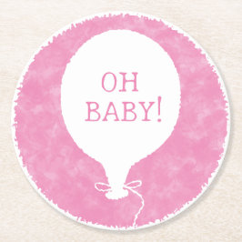 Pink Watercolor Custom Text Baby Dusche Oh Baby Runder Pappuntersetzer