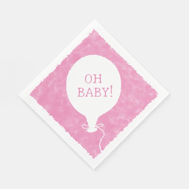 Pink Watercolor Custom Text Baby Dusche Oh Baby Serviette (Ecke)