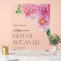 Pink Watercolor Dahlia Brautparty Willkommen