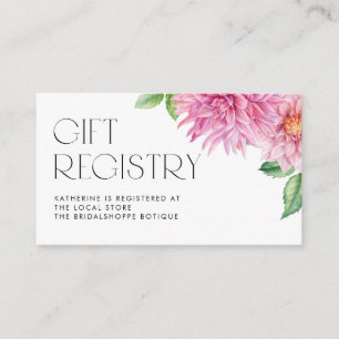 Pink Watercolor Dahlia Floral Baby Dusche Registri Begleitkarte