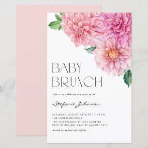 Pink Watercolor Dahlia Kinderdusche Einladung