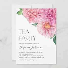 Pink Watercolor Dahlia Party Einladung