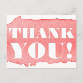 Pink Watercolor Danke Postcard Postkarte