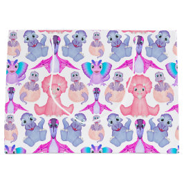 Pink Watercolor Dinosaurier Birthday Baby Dusche Große Geschenktüte