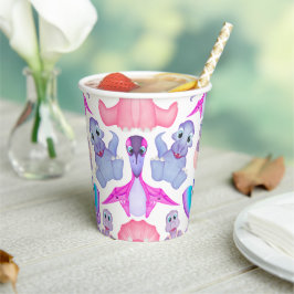Pink Watercolor Dinosaurier Birthday Baby Dusche Pappbecher