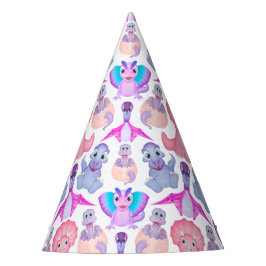 Pink Watercolor Dinosaurier Birthday Baby Dusche Partyhütchen