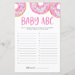 Pink Watercolor Donuts Baby ABC Baby Showgame