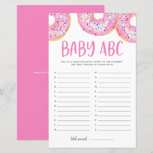 Pink Watercolor Donuts Baby ABC Baby Showgame