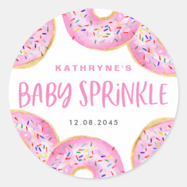 Pink Watercolor Donuts Baby Sprinkle Vielen Dank Runder Aufkleber