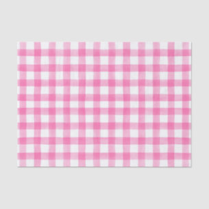 Pink Watercolor Dots Gingham Tissue Paper Seidenpapier