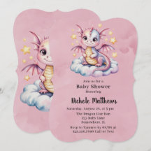 Pink Watercolor Dragon Girl Babydusche