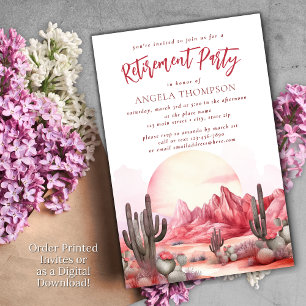 Pink Watercolor Einfaches Party für das Ruhestand  Einladung