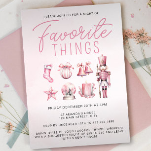 Pink Watercolor Favorite Things Weihnachts-Party Einladung