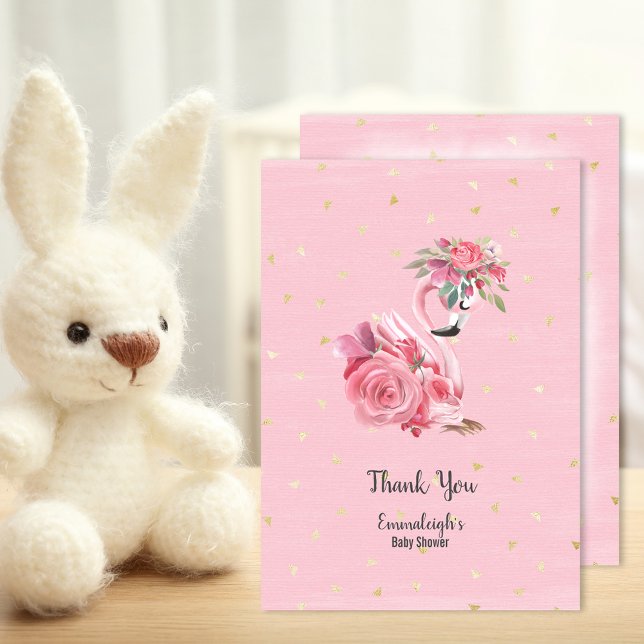 Pink Watercolor Flamingo Ballerina Babydusche Dankeskarte (Von Creator hochgeladen)