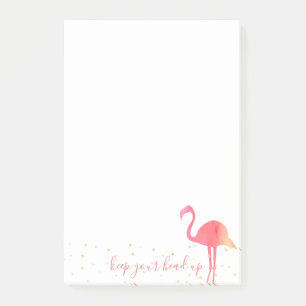 Pink Watercolor Flamingo Behalte den Kopf hoch Post-it Klebezettel