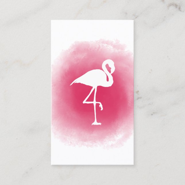Pink Watercolor Flamingo Business Card Visitenkarte (Vorderseite)