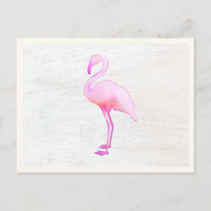 Pink Watercolor Flamingo Calling Card Postkarte