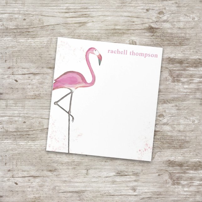 Pink Watercolor Flamingo Einfaches stilvolles Ambi Notizblock (Von Creator hochgeladen)