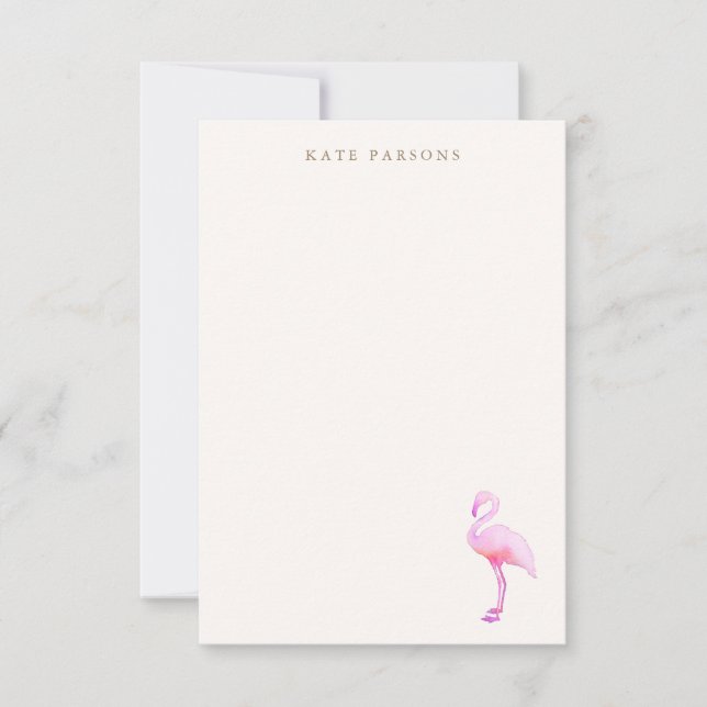 Pink Watercolor Flamingo Karte (Vorderseite)