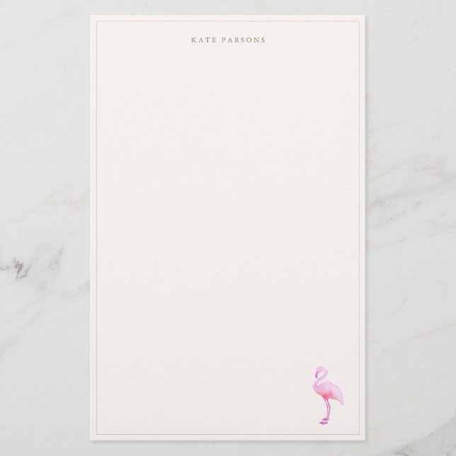 Pink Watercolor Flamingo Notepad Stationierung Briefpapier (Vorderseite)
