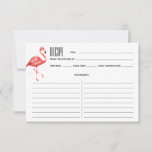 Pink Watercolor Flamingo Rezept Karte