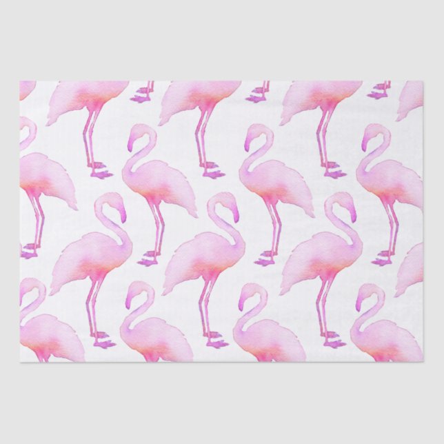 Pink Watercolor Flamingo Tissue Seidenpapier (Vorderseite)