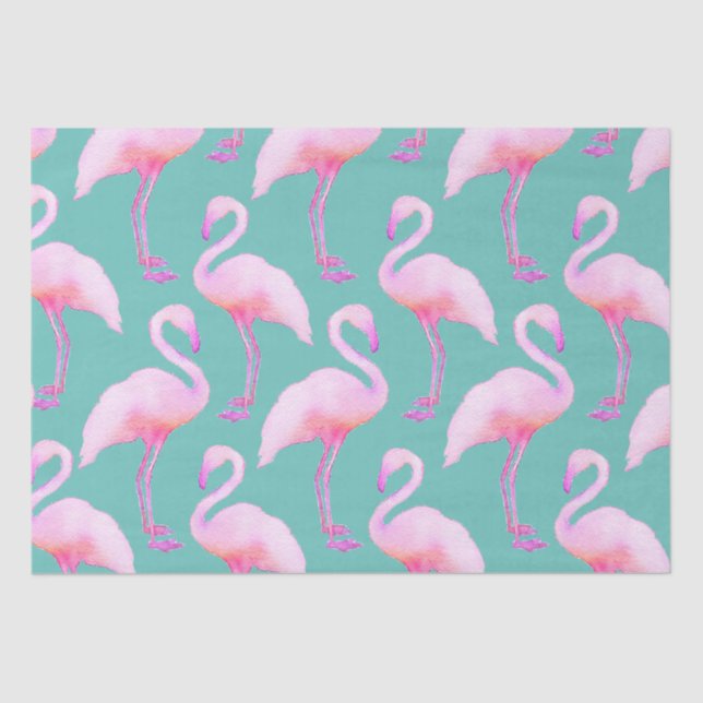 Pink Watercolor Flamingo Tissue Seidenpapier (Vorderseite)
